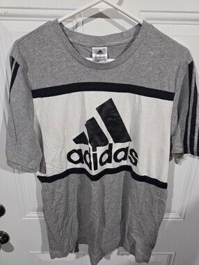 Adidas Grey, White & Black Logo Tee